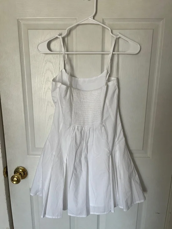 White Spaghetti Strap Flared Mini Dress - Picture 2 of 3